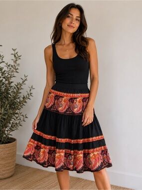 Boston proper cotton tiered aline skirt 4P